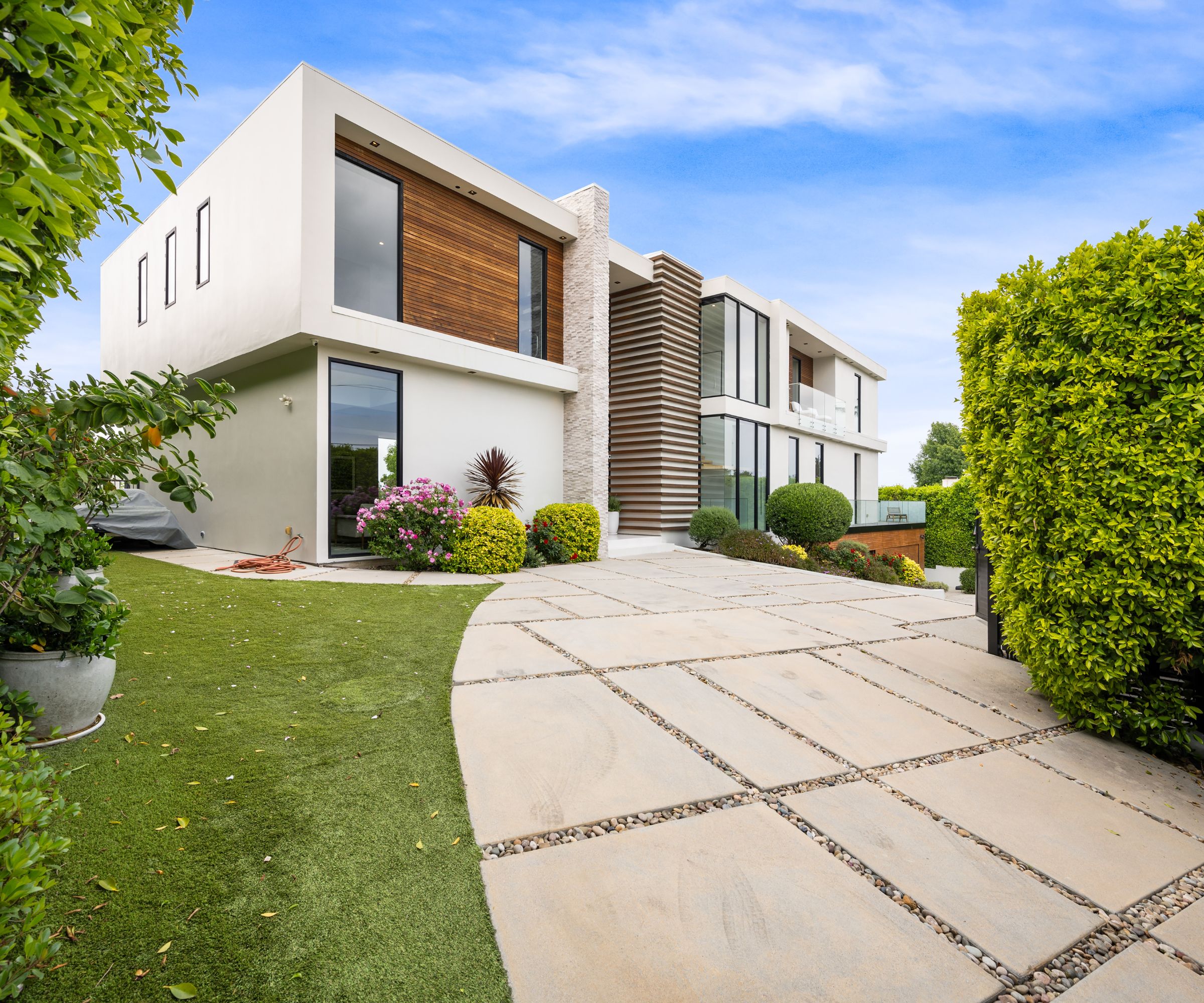 Modern backyard patio and pool area
